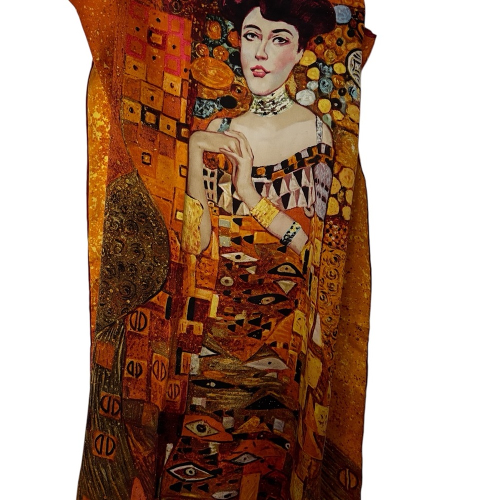 Artistic 100% silk scarf with Klimt Print